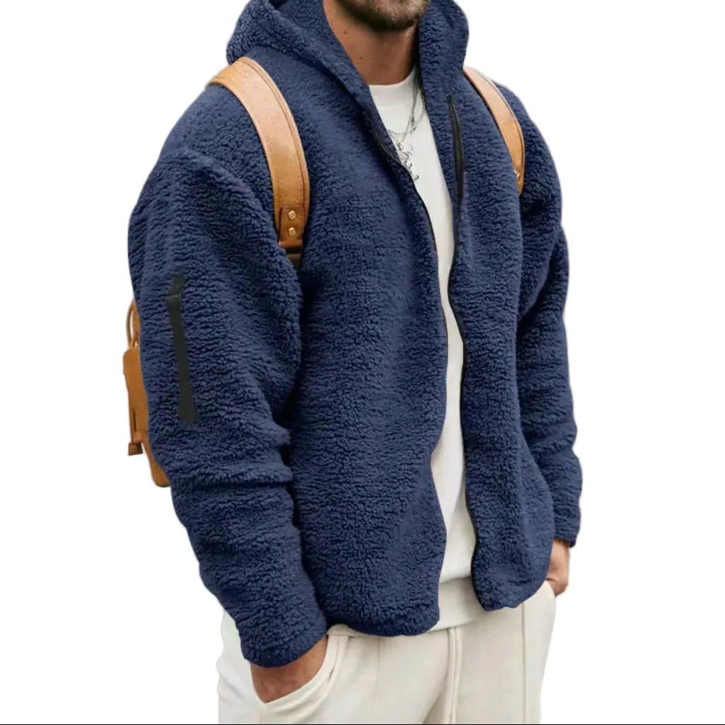 Herren Jacke mit Kapuze, Reißverschluss vorne und langen Ärmeln-Men Jackets-Alpenkind