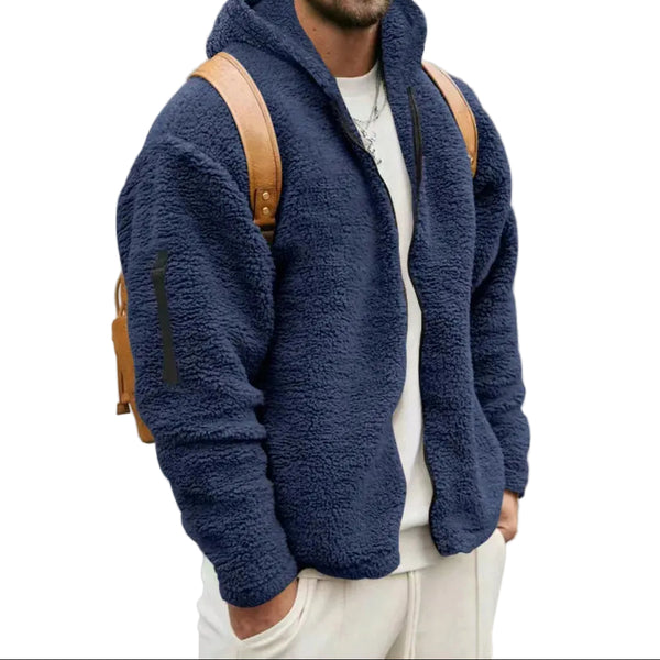 Herren Jacke mit Kapuze, Reißverschluss vorne und langen Ärmeln-Men Jackets-Alpenkind
