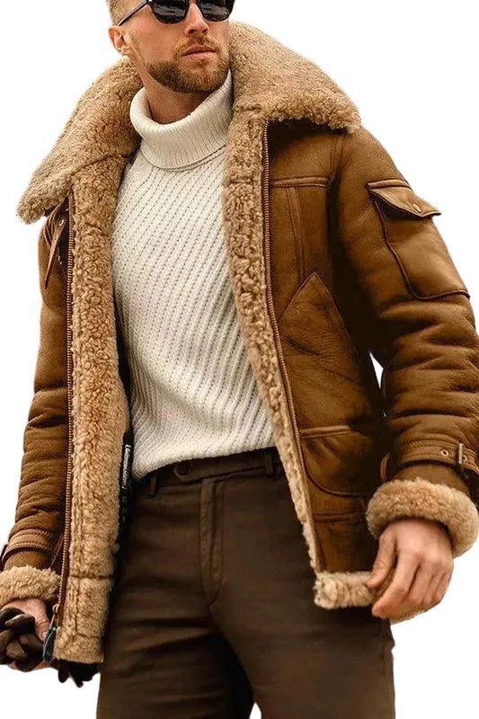 Herren Jacke mit Lammfelloptik-Futter-Men Outerwear-Alpenkind