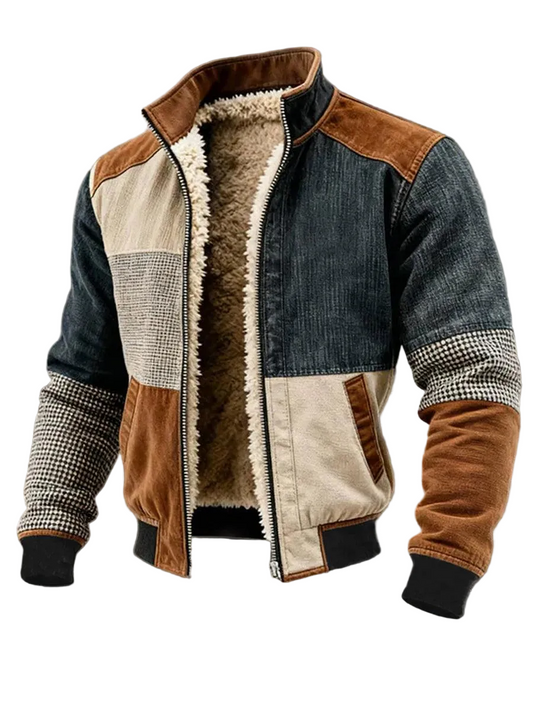 Herren Jacke mit Paneldesign und Reißverschluss-Men Outerwear-Alpenkind