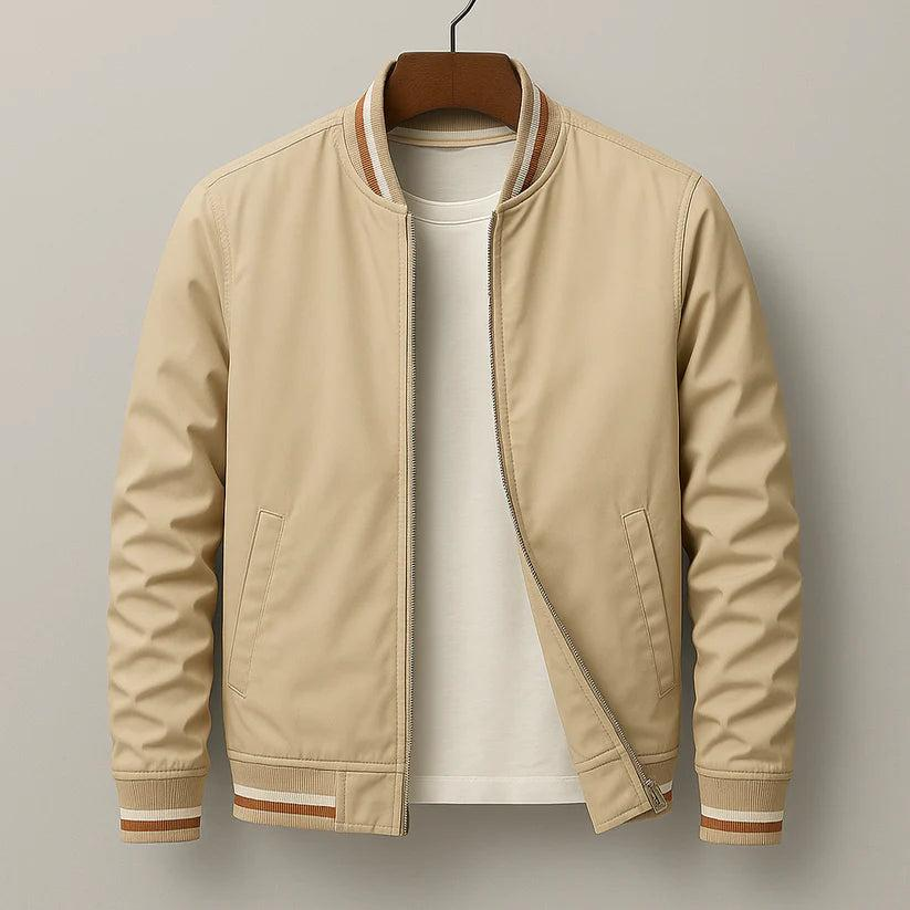 Herren Jacke mit Reißverschluss, Rippkragen und Streifendetails-Men Outerwear-Alpenkind