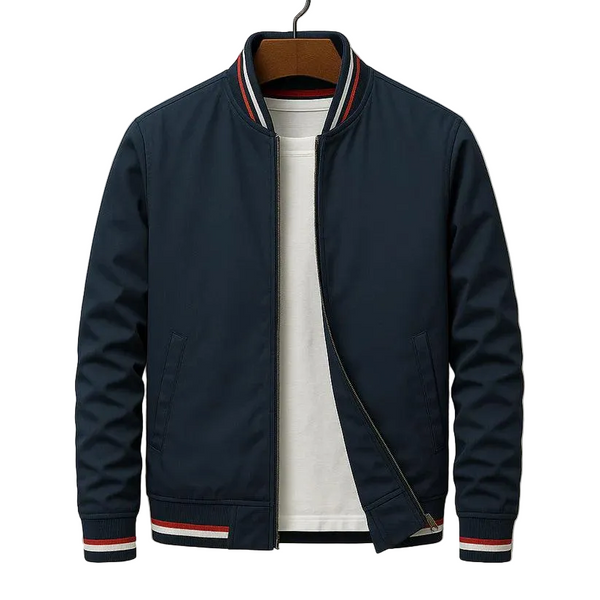Herren Jacke mit Reißverschluss, Rippkragen und Streifendetails-Men Outerwear-Alpenkind