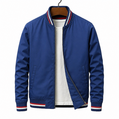 Herren Jacke mit Reißverschluss, Rippkragen und Streifendetails-Men Outerwear-Alpenkind