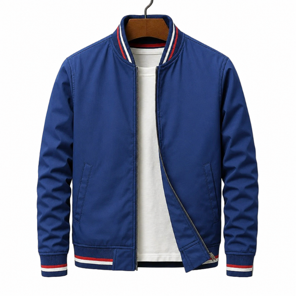 Herren Jacke mit Reißverschluss, Rippkragen und Streifendetails-Men Outerwear-Alpenkind