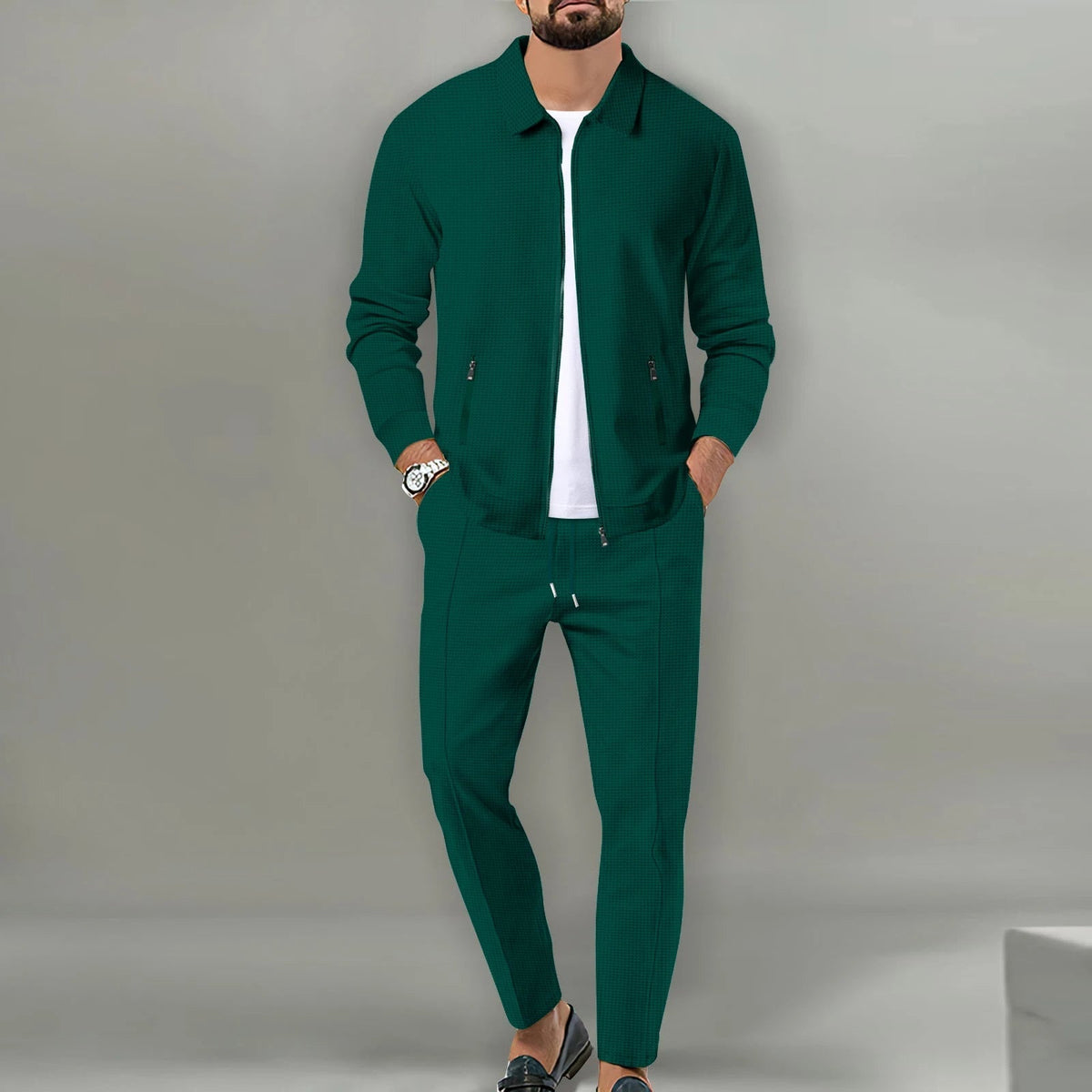 Herren Jacke mit Reißverschluss und Hose Set-Shirts for men-Alpenkind
