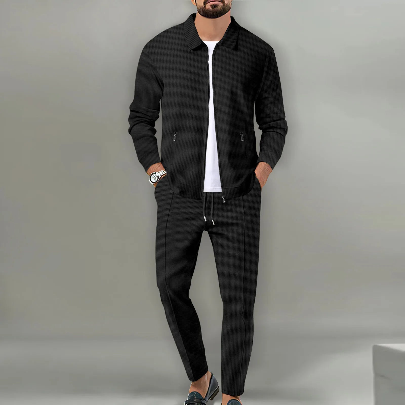 Herren Jacke mit Reißverschluss und Hose Set-Shirts for men-Alpenkind