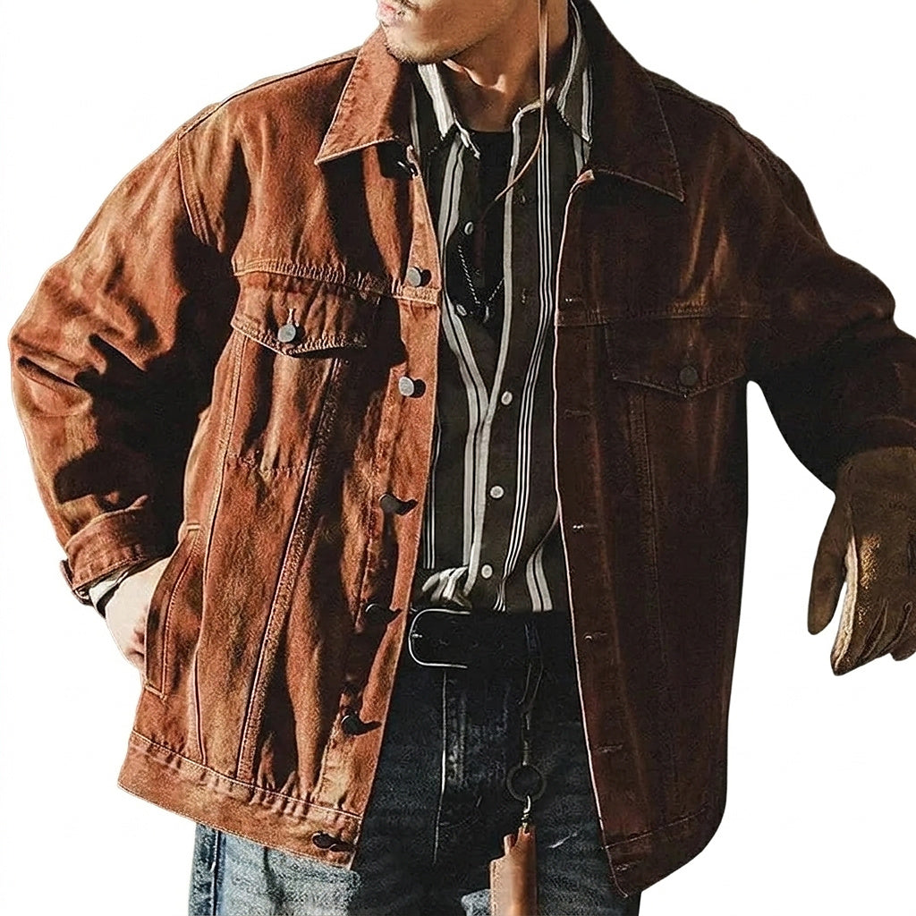 Herren-Jeansjacke im Distressed-Look mit Pattentaschen-Jackets for men-Alpenkind