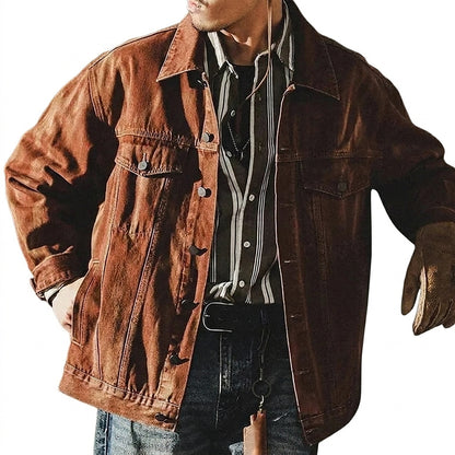 Herren-Jeansjacke im Distressed-Look mit Pattentaschen-Jackets for men-Alpenkind