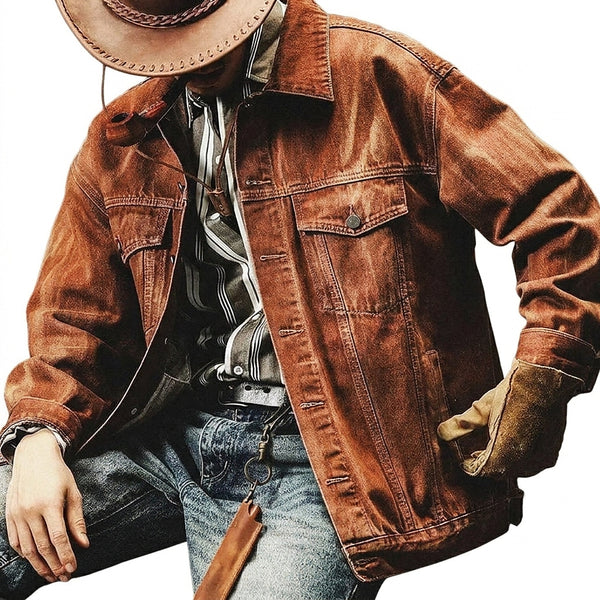 Herren-Jeansjacke im Distressed-Look mit Pattentaschen-Jackets for men-Alpenkind