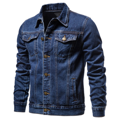 Herren-Jeansjacke im Trucker-Stil mit Knopfleiste und Pattentaschen-Jackets for men-Alpenkind