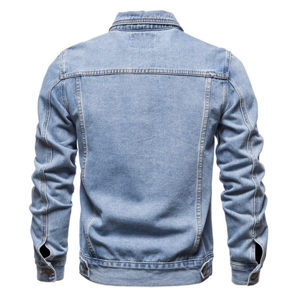 Herren-Jeansjacke im Trucker-Stil mit Knopfleiste und Pattentaschen-Jackets for men-Alpenkind