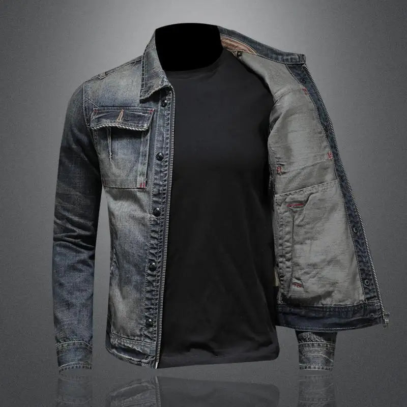 Herren Jeansjacke mit Reißverschluss und Brusttaschen-Jackets for men-Alpenkind