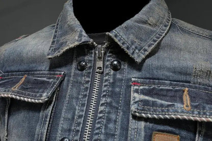 Herren Jeansjacke mit Reißverschluss und Brusttaschen-Jackets for men-Alpenkind