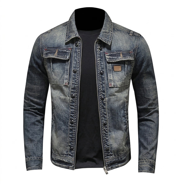 Herren Jeansjacke mit Reißverschluss und Brusttaschen-Jackets for men-Alpenkind