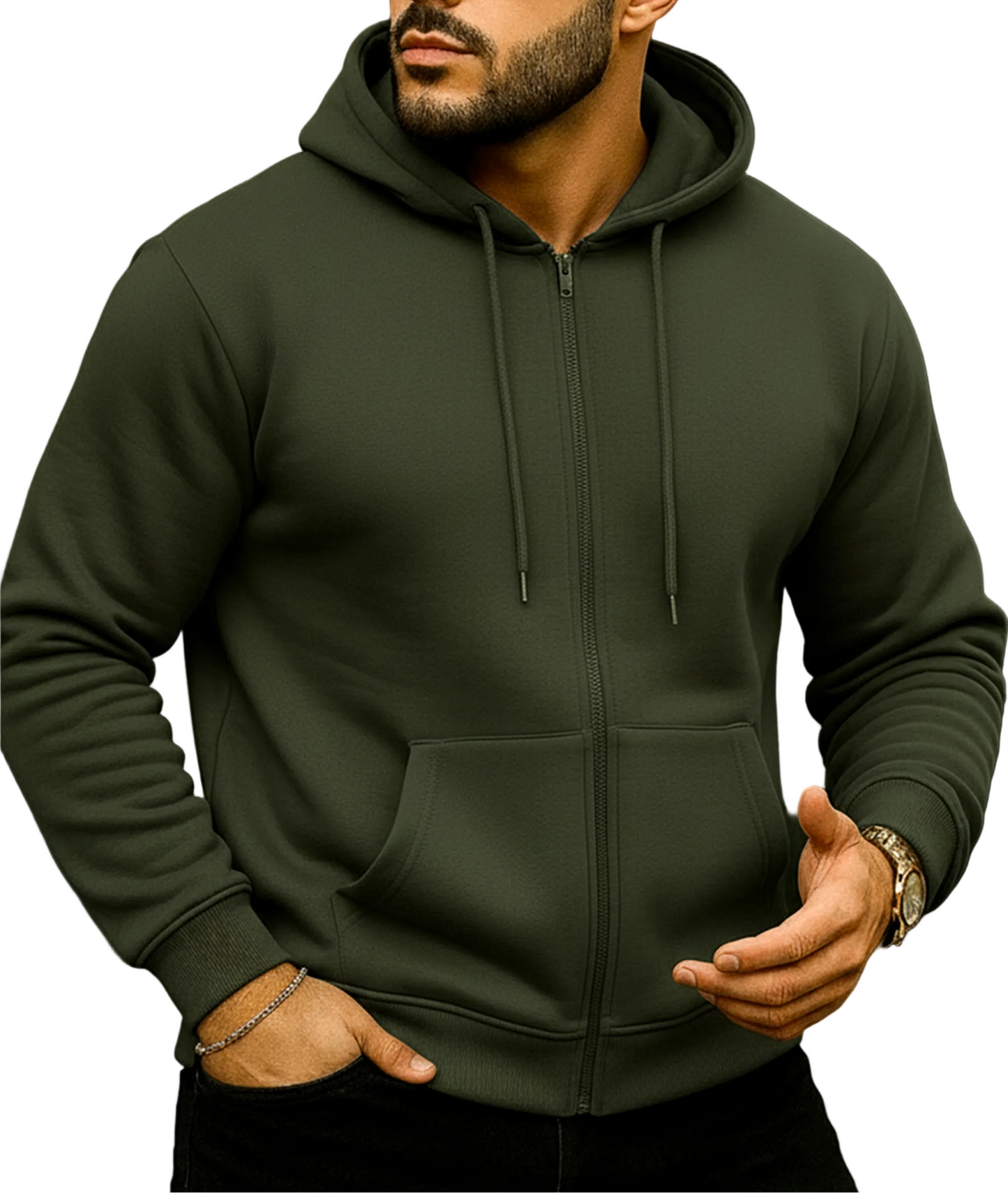 Herren Kapuzenjacke mit Reißverschluss für den Alltag-Men Jackets-Alpenkind