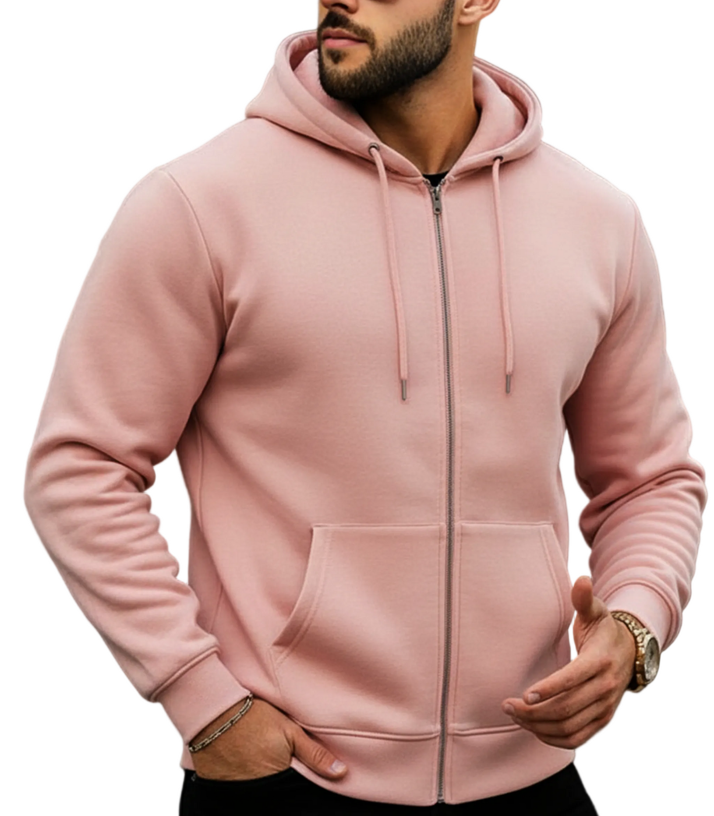 Herren Kapuzenjacke mit Reißverschluss in klarer Linienführung-Men Jackets-Alpenkind