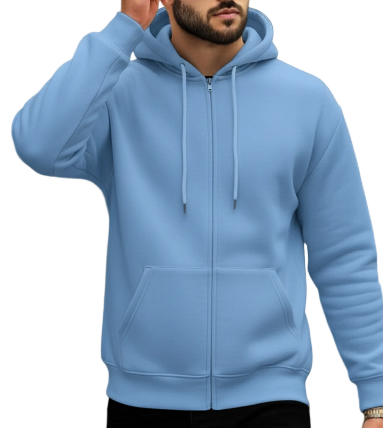 Kapuzenjacke mit Reißverschluss | Niklas – Himmelblau-Men Tops-Alpenkind