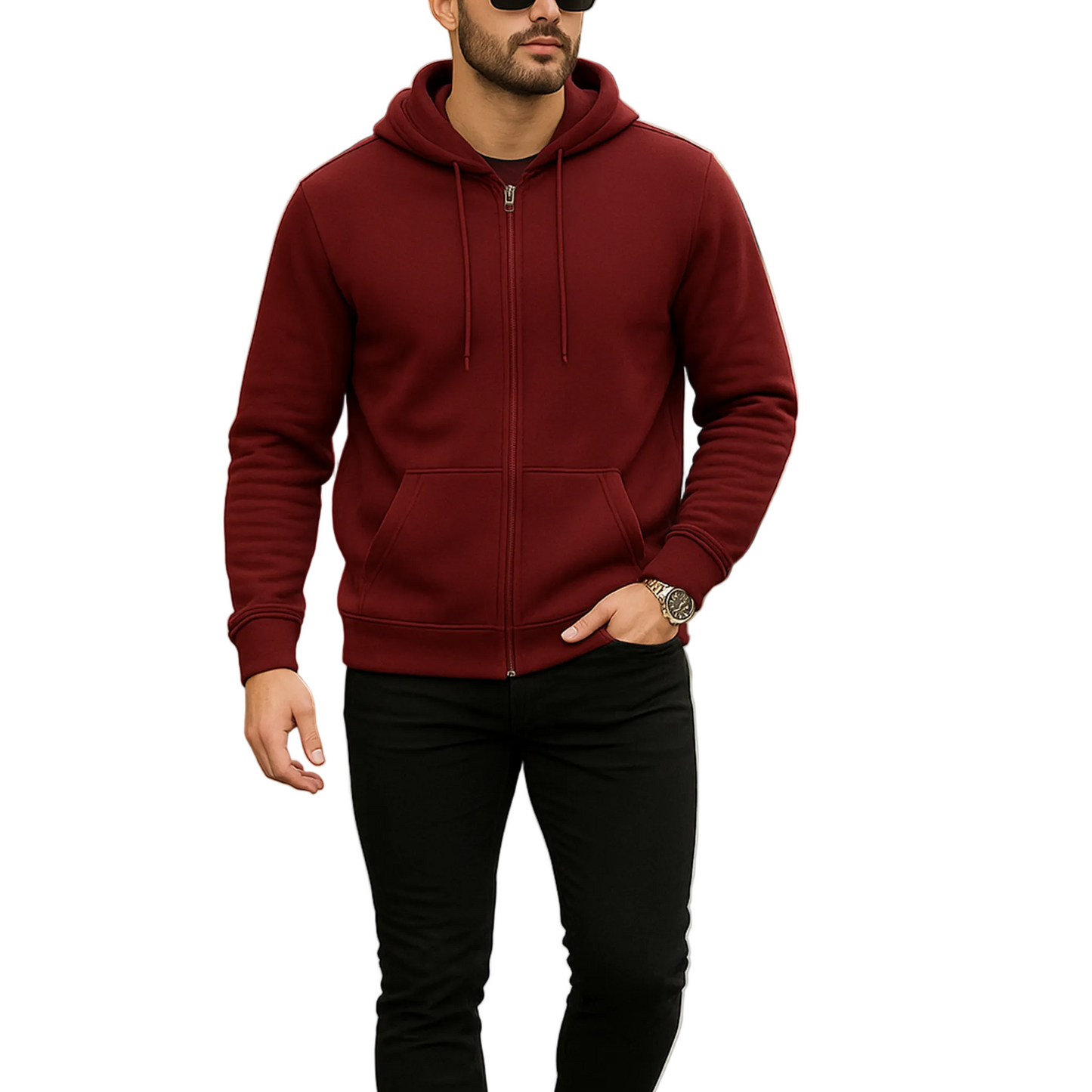 Herren Kapuzenoberteil mit durchgehendem Reißverschluss-Men Jackets-Alpenkind