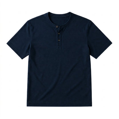 Herren Kurzarm Oberteil mit Drei Knopf Leiste-T-shirt for men-Alpenkind