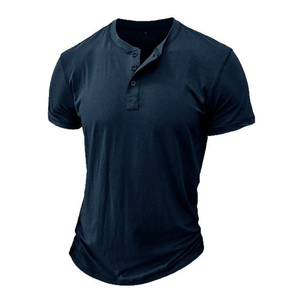 Herren Kurzarm Oberteil mit Drei Knopf Leiste-T-shirt for men-Alpenkind
