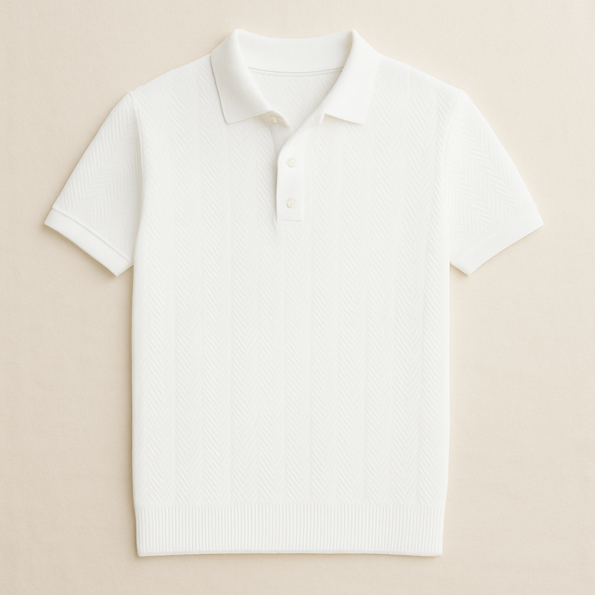 Herren Kurzarm-Polohemd mit Chevron-Strickmuster-Men Summer Shirts-Alpenkind