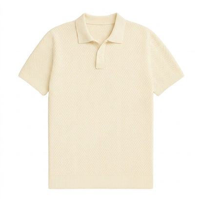 Herren Kurzarm-Polohemd mit Chevron-Strickmuster-Men Summer Shirts-Alpenkind