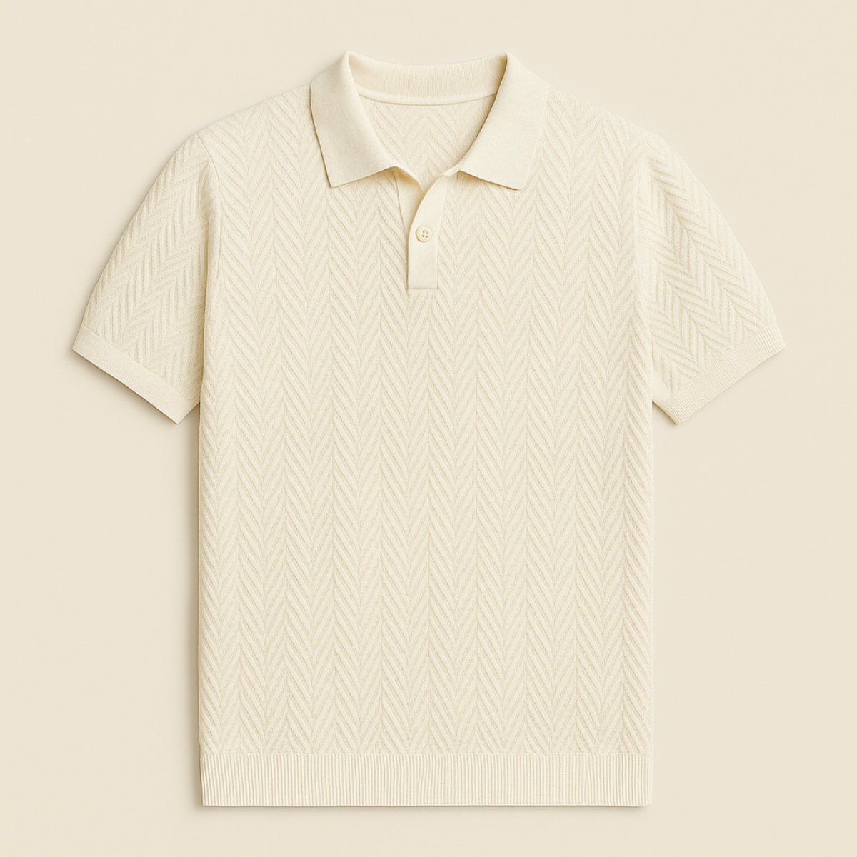 Herren Kurzarm-Polohemd mit Chevron-Strickmuster-Men Summer Shirts-Alpenkind