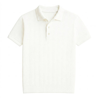 Herren Kurzarm-Polohemd mit Chevron-Strickmuster-Men Summer Shirts-Alpenkind