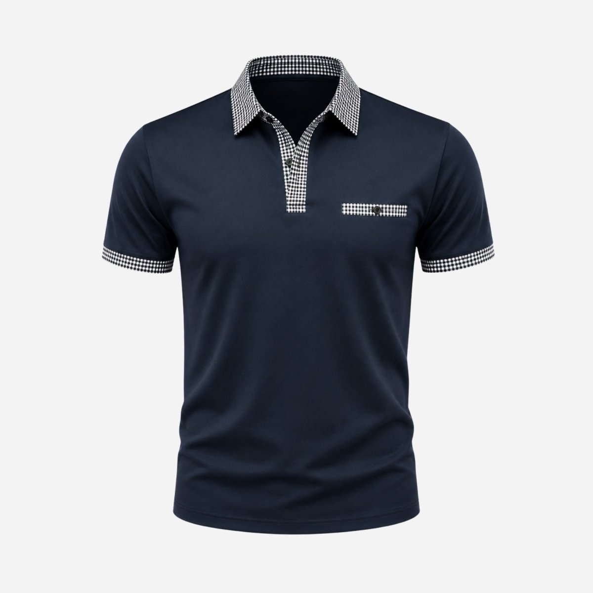 Herren-Kurzarm-Poloshirt mit gemustertem Besatz-Shirts for men-Alpenkind