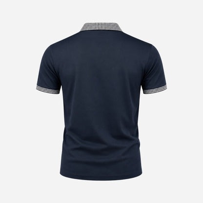 Herren-Kurzarm-Poloshirt mit gemustertem Besatz-Shirts for men-Alpenkind