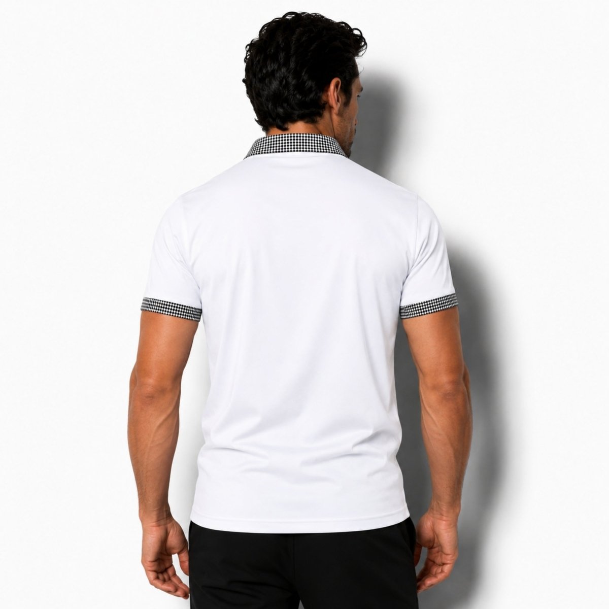 Herren-Kurzarm-Poloshirt mit gemustertem Besatz-Shirts for men-Alpenkind