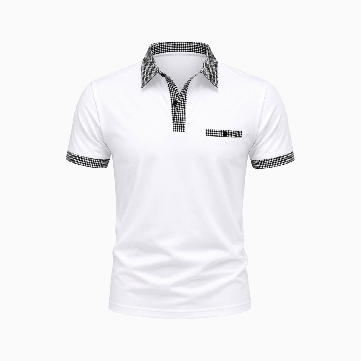 Herren-Kurzarm-Poloshirt mit gemustertem Besatz-Shirts for men-Alpenkind