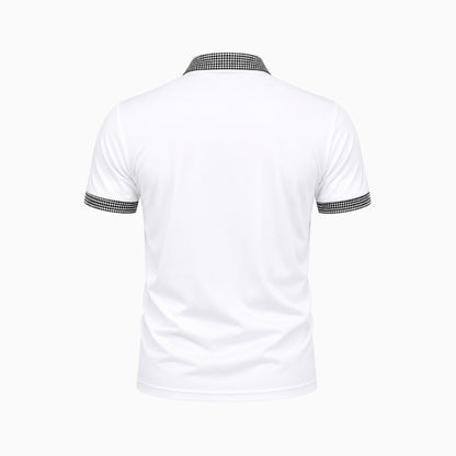 Herren-Kurzarm-Poloshirt mit gemustertem Besatz-Shirts for men-Alpenkind
