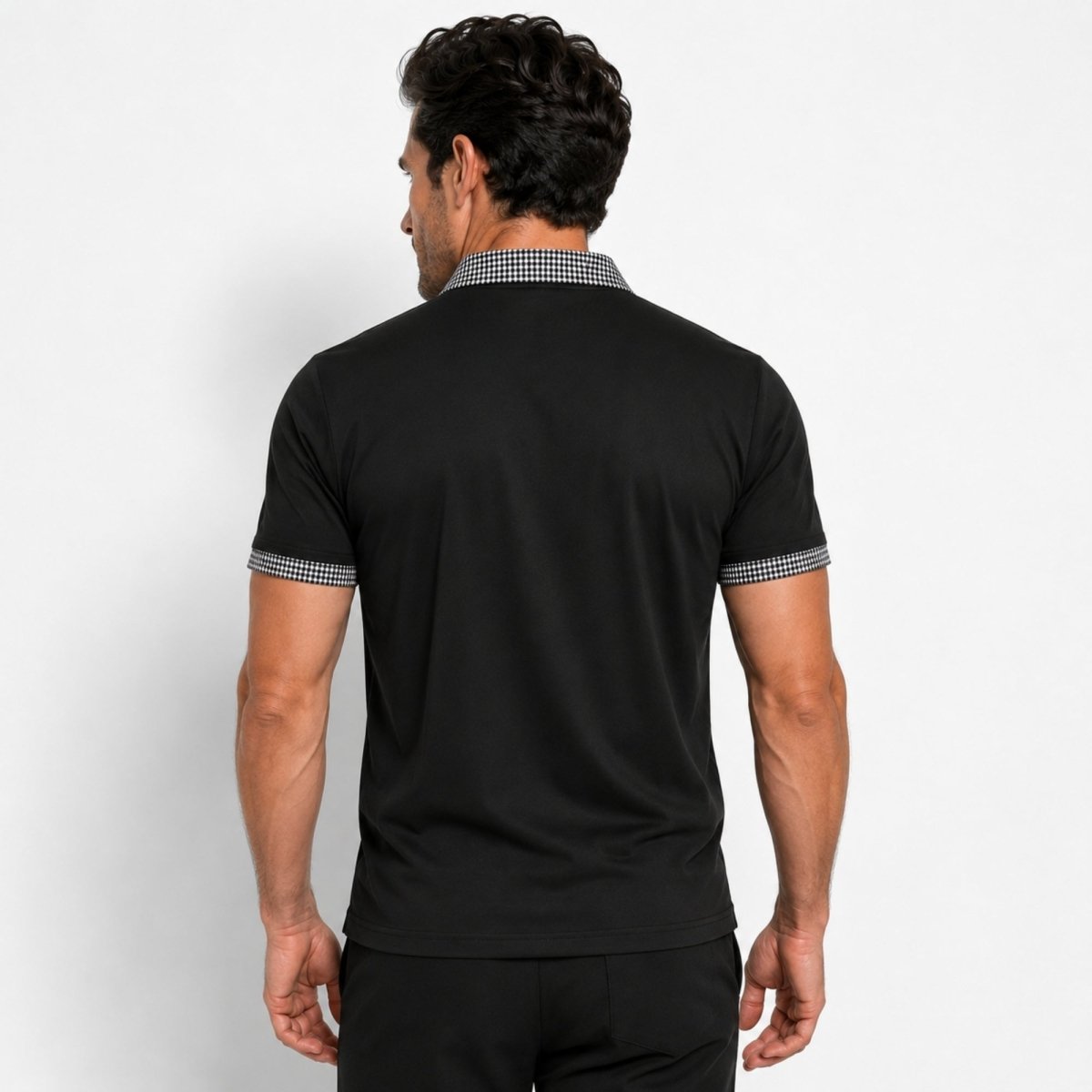 Herren-Kurzarm-Poloshirt mit gemustertem Besatz-Shirts for men-Alpenkind