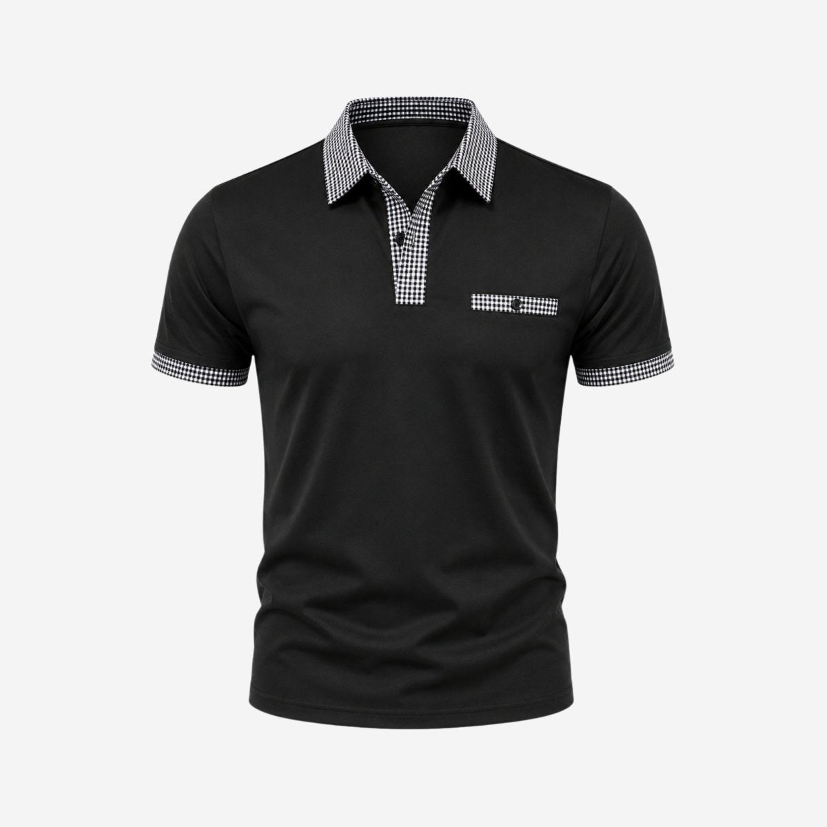 Herren-Kurzarm-Poloshirt mit gemustertem Besatz-Shirts for men-Alpenkind
