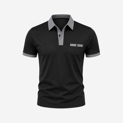 Herren-Kurzarm-Poloshirt mit gemustertem Besatz-Shirts for men-Alpenkind