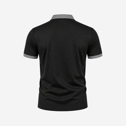 Herren-Kurzarm-Poloshirt mit gemustertem Besatz-Shirts for men-Alpenkind