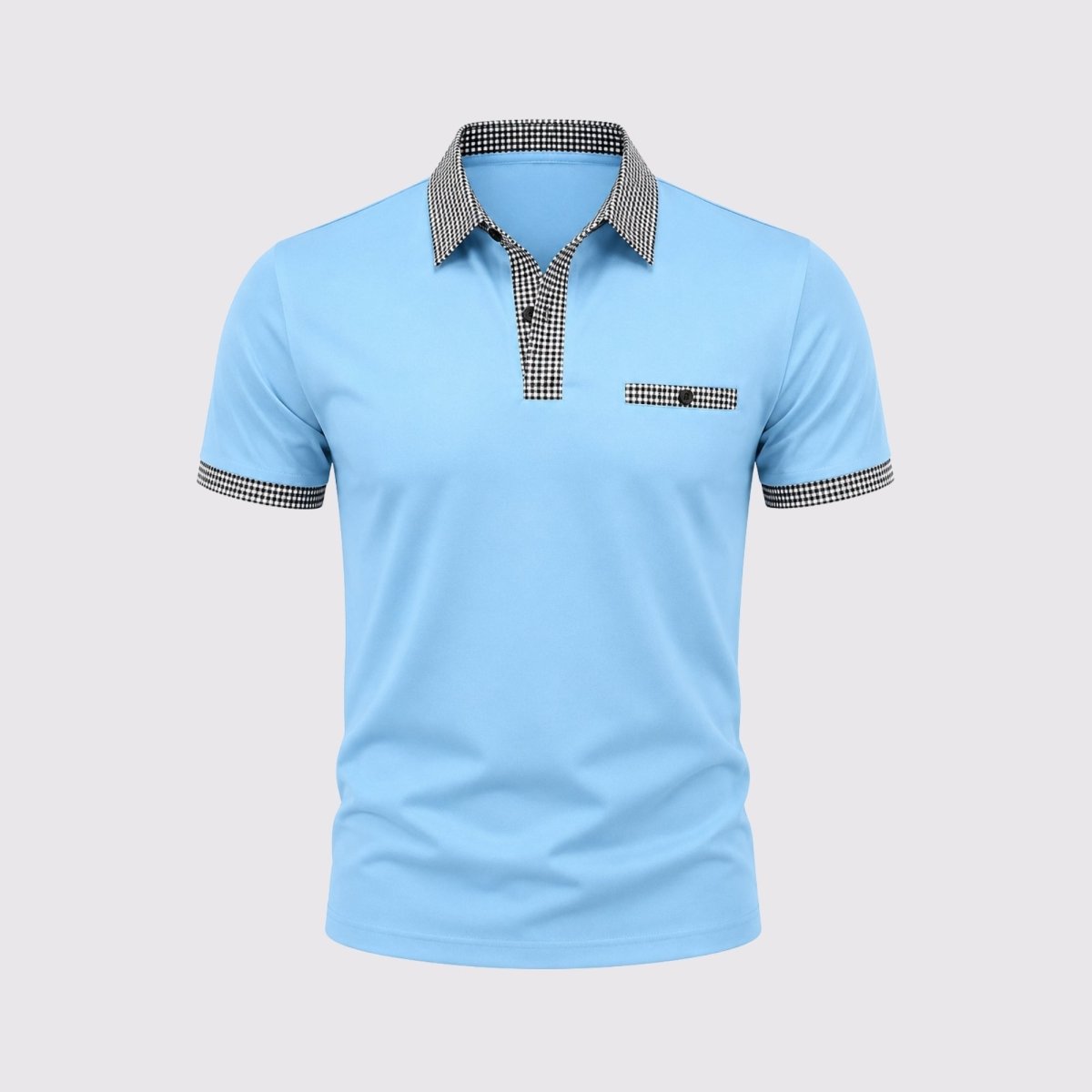Herren-Kurzarm-Poloshirt mit gemustertem Besatz-Shirts for men-Alpenkind