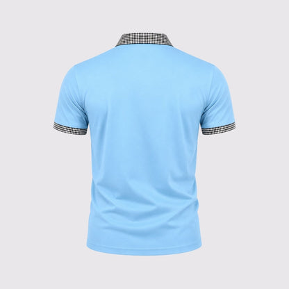Herren-Kurzarm-Poloshirt mit gemustertem Besatz-Shirts for men-Alpenkind