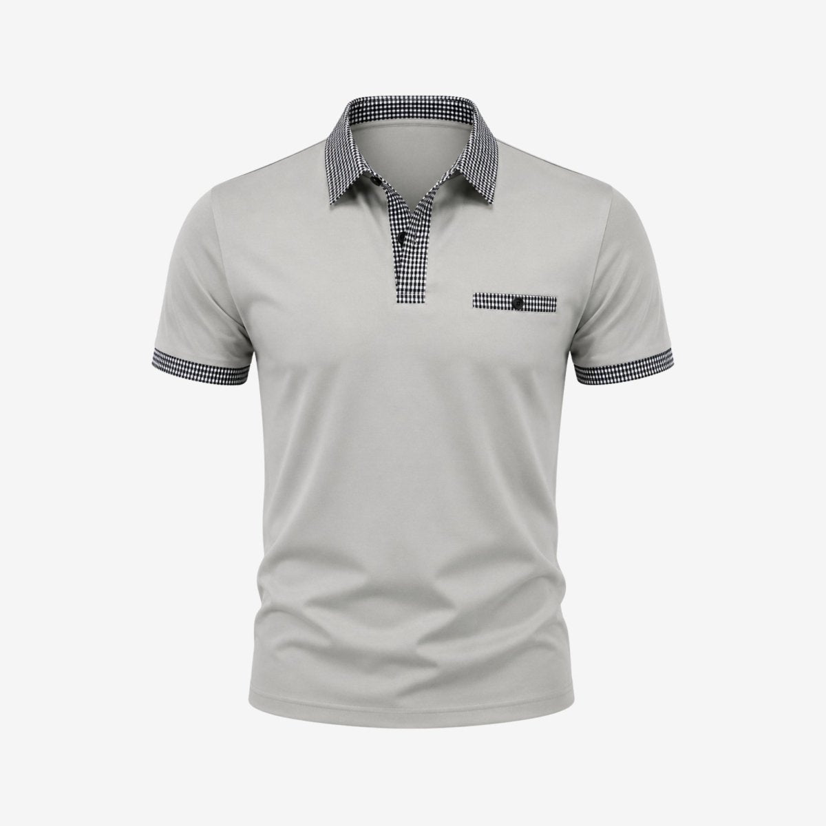 Herren-Kurzarm-Poloshirt mit gemustertem Besatz-Shirts for men-Alpenkind