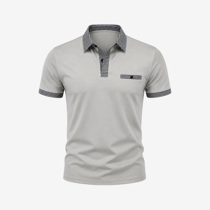 Herren-Kurzarm-Poloshirt mit gemustertem Besatz-Shirts for men-Alpenkind