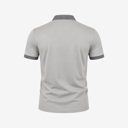 Herren-Kurzarm-Poloshirt mit gemustertem Besatz-Shirts for men-Alpenkind