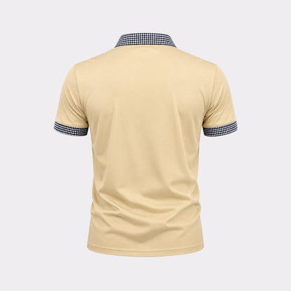 Herren-Kurzarm-Poloshirt mit gemustertem Besatz-Shirts for men-Alpenkind
