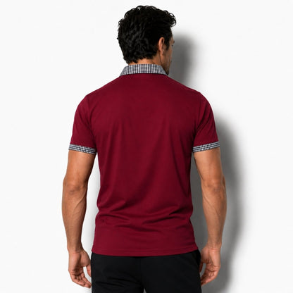 Herren-Kurzarm-Poloshirt mit gemustertem Besatz-Shirts for men-Alpenkind