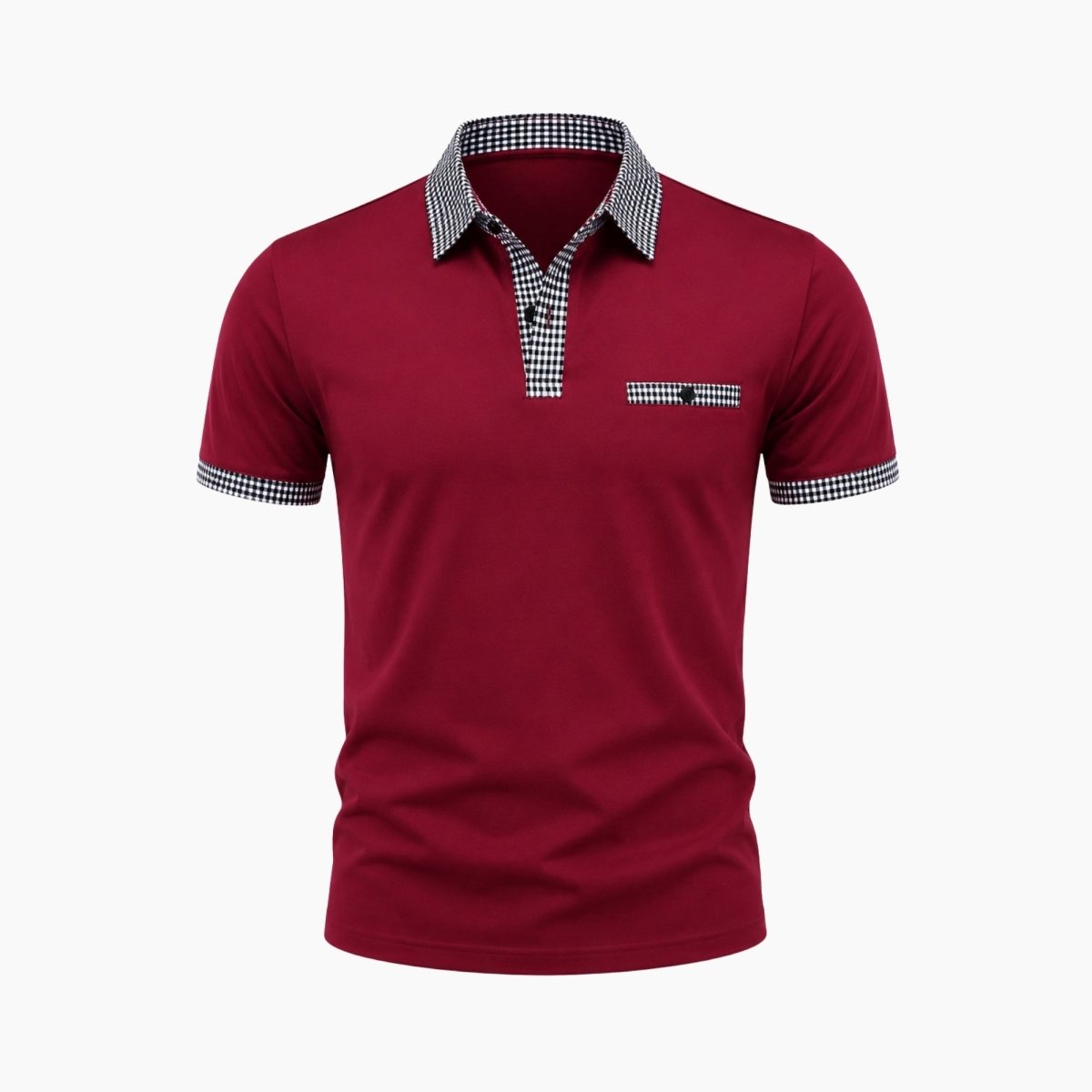 Herren-Kurzarm-Poloshirt mit gemustertem Besatz-Shirts for men-Alpenkind