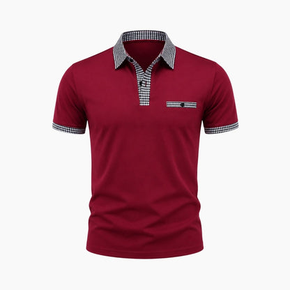 Herren-Kurzarm-Poloshirt mit gemustertem Besatz-Shirts for men-Alpenkind
