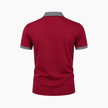 Herren-Kurzarm-Poloshirt mit gemustertem Besatz-Shirts for men-Alpenkind