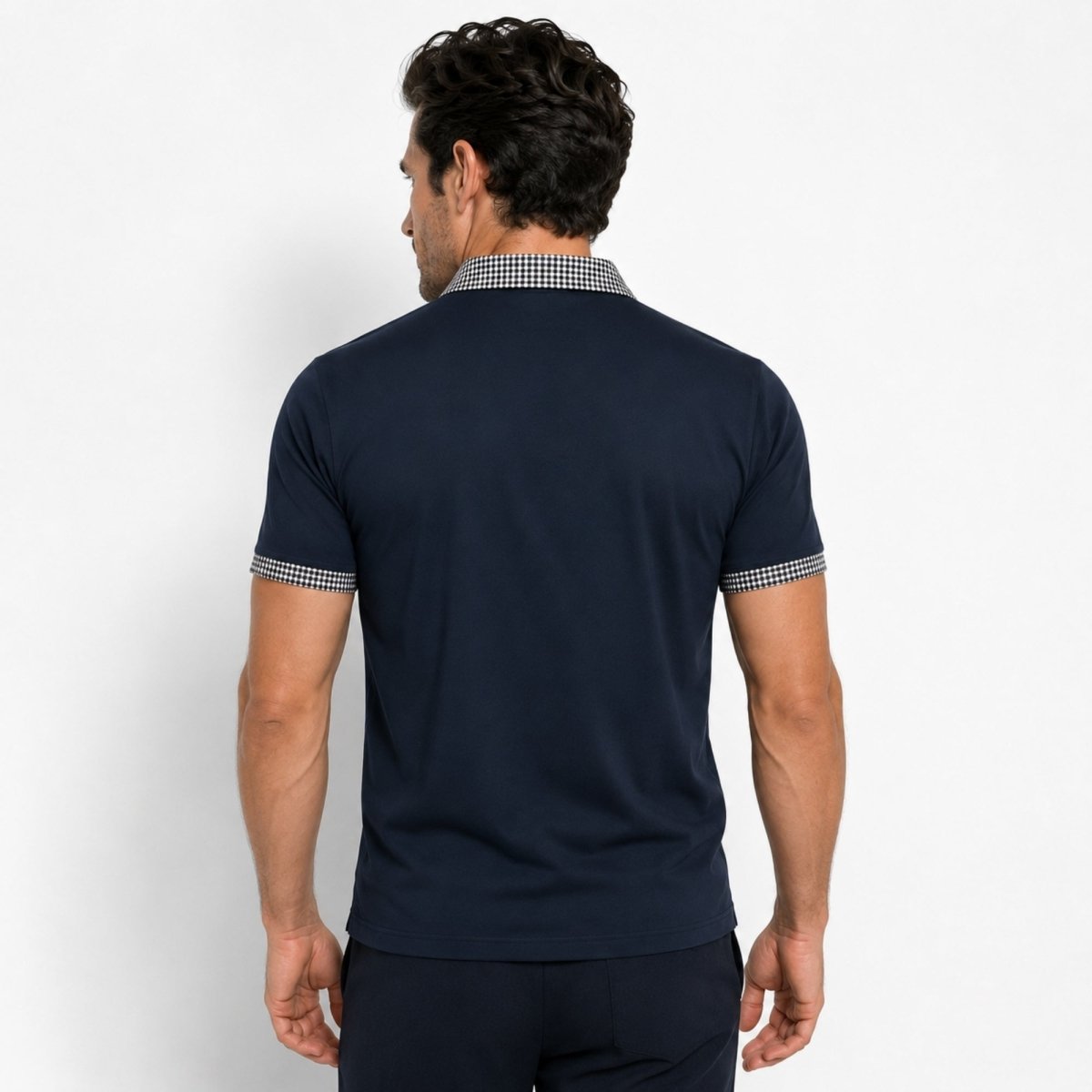 Herren-Kurzarm-Poloshirt mit gemustertem Besatz-Shirts for men-Alpenkind