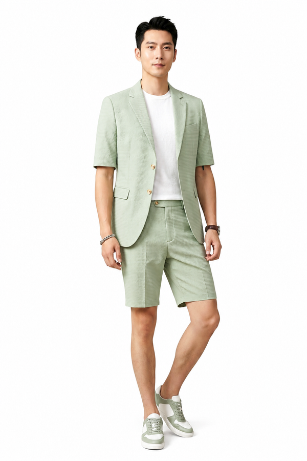 Herren Kurzarmblazer- und Shorts-Set-Sets for Men-Alpenkind