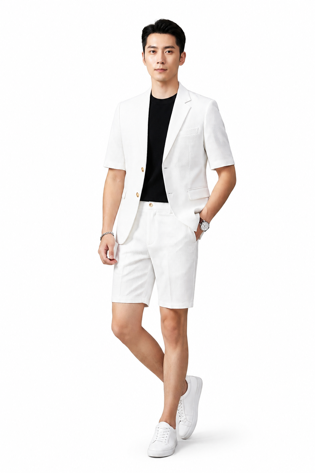 Herren Kurzarmblazer- und Shorts-Set-Sets for Men-Alpenkind